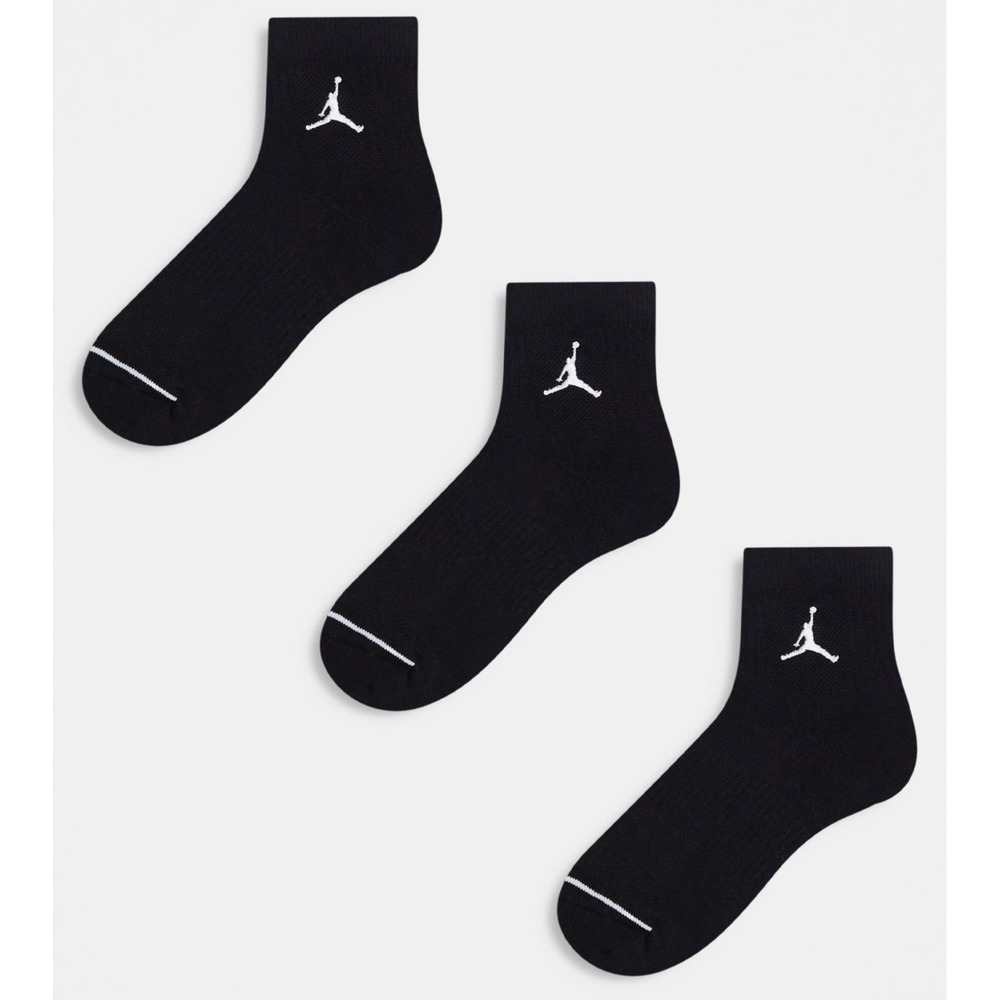 Jordan Everyday‎ Dri-FIT Ankle Socks 3 Pack Black White Mens 8-12 DX9055-010 L